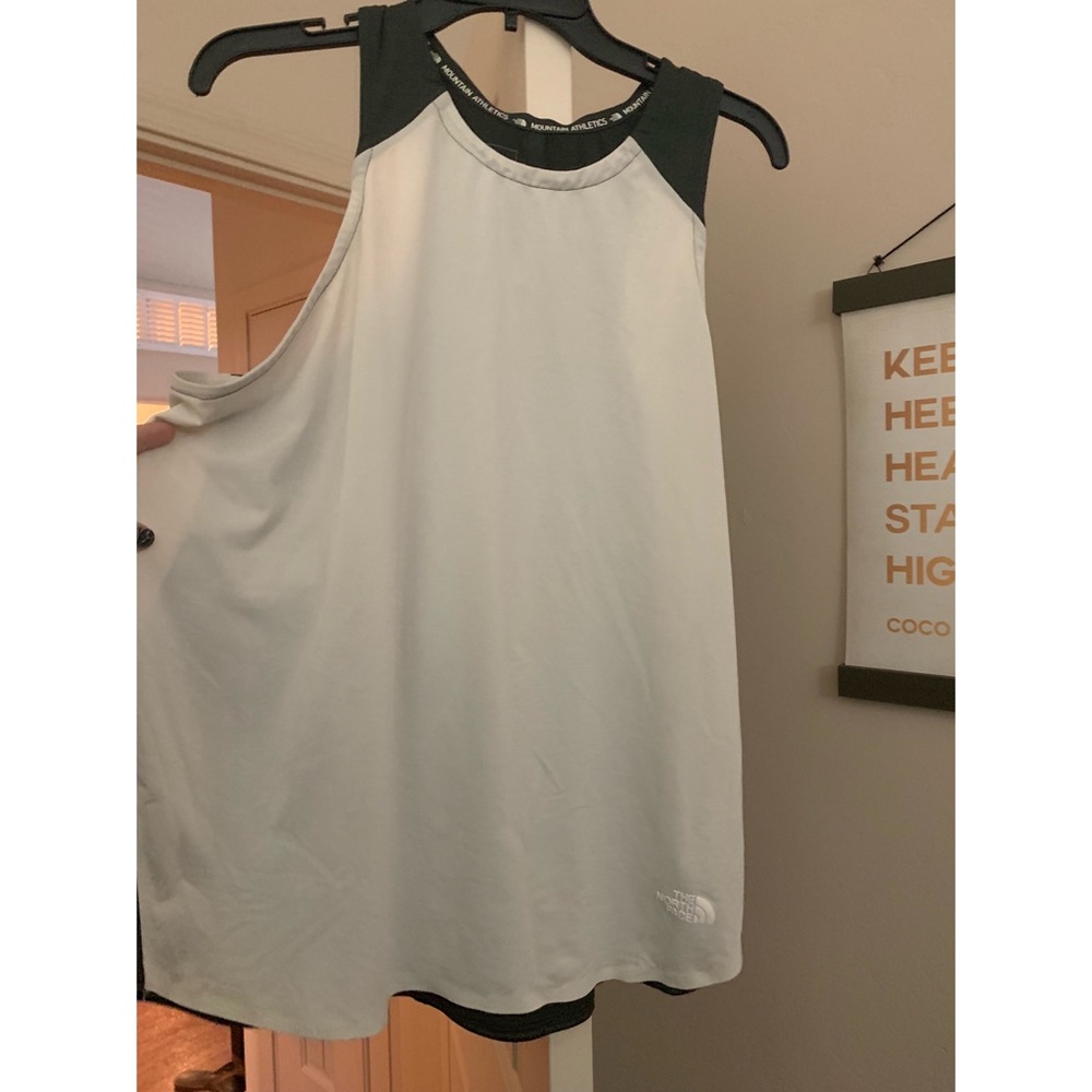 White and Gray North Face Tank